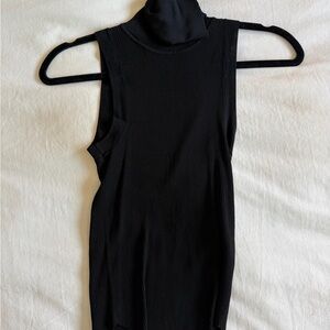 Zara Black Ribbed Sleeveless Turtleneck Tank